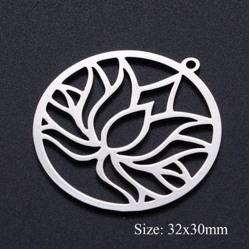 5pcs/lot Flower of Life DIY Charms Wholesale 100% Stainless Steel Yoga Lotus Connectors Charm Om Hansa Hand Jewelry Pendant daiiibabyyy